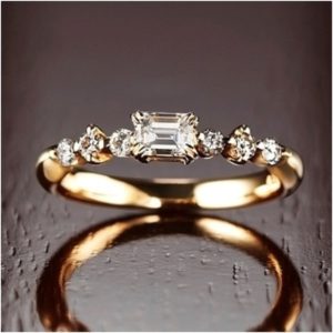 オレッキオ、エメラルドカットダイヤモンド、婚約指輪
